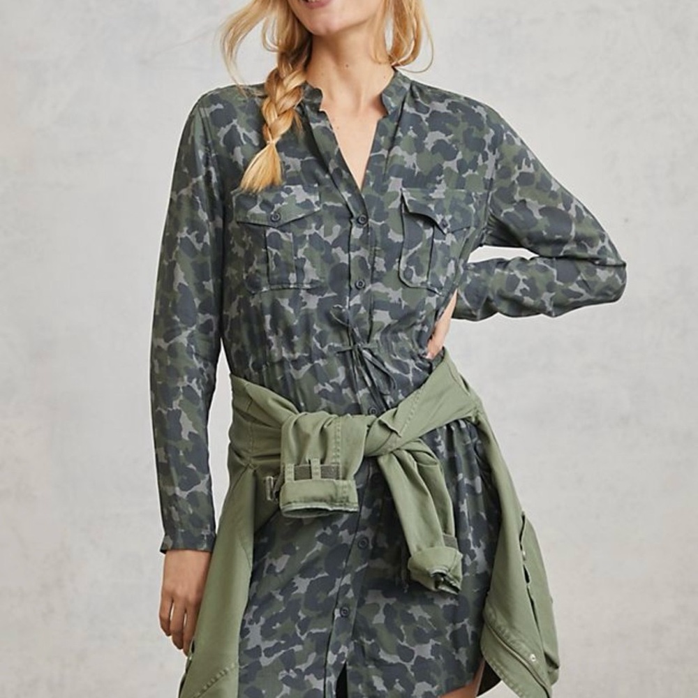 Cloth & Stone Camouflage Nina Camo Mini Shirtdress  size XS